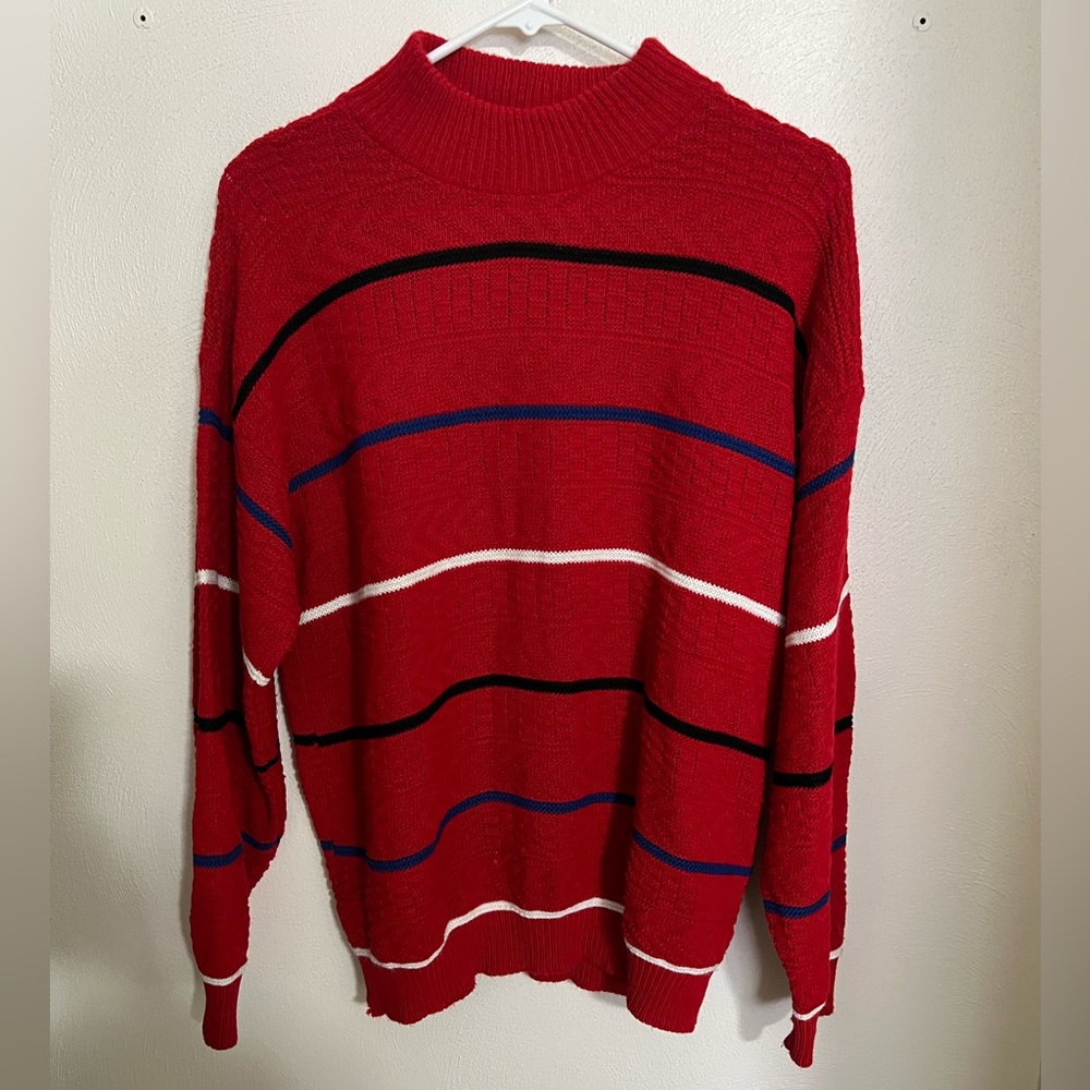 AMERICAN PRIDE *Vintage* Classic Made in the USA Striped Sweater Red Men's Sz M